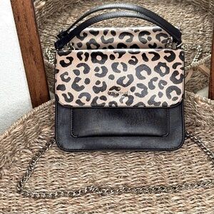 Kate spade ♠️ trending black & leopard crossbody purse gold crest perfect ❤️❤️❤️